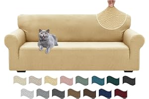 Ystyle Copridivano 3 Posti Con Braccioli, Super Elasticizzato Copri Divano, Copridivano Antigraffio Gatto, Copridivani Antiscivolo Antimacchia, Universale Sofa Cover Moderno, Beige Giallo