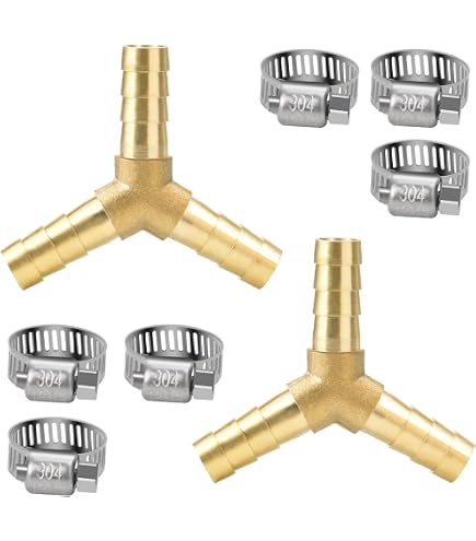 Connettore Spinato in Ottone, Raccordo per Tubi in Ottone 6or8or10or12or14or16or20mm per Aria Acqua Gasolio (12 mm (5 pezzi