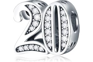 CRISNATA 5,10 to 50 52 55 56 60 65 70 75 80 Birthday Charms fit European Anniversary Bracelets, 925 Sterling Silver Number Charms with Clear CZ Stones, Gifts for Family/Lover/Friends