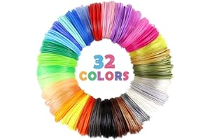 32 Colors 3D Pen PLA Filament Refills, Each Color 10 Feet, Total 320 feet, Pack with 4 Finger Caps by Mika3D