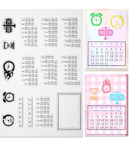 Kalender Datum Stempel Set - Transparente Silikon Stempel - Für Journaling & Karten