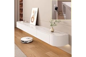 XDXINY TV Media Console Floating TV Cabinet Wall Mounted TV Cabinet Multi Large Storage TV Bench Under TV Lowboard with drawers Router Bracket (White rock, 240 * 20 * 24CM)