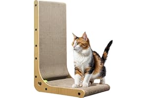 NOT JUST A BOX - Tiragraffi per Gatti a Forma di L in Cartone - Altezza 68 cm, Design Moderno, Ideale per Affilare le Unghie e Giocare