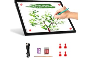 TOHETO A4 Leuchttisch, Kabellos Batteriebetrieben Magnetisch Leuchtkasten Dimmbare Helligkeit Wiederaufladbare LED-Lichttafel Tragbare Kabellose Kopiertafel für Diamantmalerei, Skizzie (Schwarz)