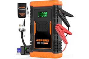 ‎ASPERX ASPERX Starthilfe Powerbank mit Kompressor,150PSI 3000A Auto Starthilfe Powerbank mit LED Taschenlampe Starthilfekabel,Jump Starter für 12V Motorrad SUV (Bis Zu 10L Benzin Oder 8L Diesel)