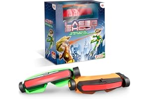 Laser Shoot, Juego de Batalla Visión Láser con 2 Máscaras Interactivas, 5 Vidas por Jugador, Alcance 8 Metros, Juego Activo y Divertido para 2 Jugadores, +7 años, Bizak (64170002)