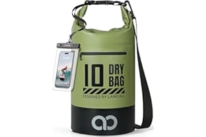 Lamicall Borsa Impermeabile 5L/10L/20L/30L/40L - [Include IPX8 Impermeabile Custodia per Cellulare] Robusta & Antigraffio, Sacca Stagna con Tracolle Regolabili, Dry Bag per Spiaggia/Pesca/Kayak