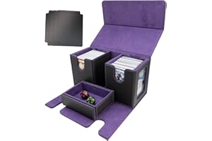 TheQuotium MTG Commander Deck Box miejsce na 200+ kart, 3 w 1, mocny magnetyczny organizer na karty Magic Commander TCG CCG, 4 ścianki działowe (liliowy)