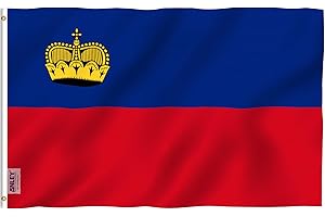 Anley Fly Breeze 3x5 st¨®p Flaga Liechtensteinu - ?ywy kolor i odporna na blakni?cie - P?¨®cienny Nag?¨®wek i podw¨®jne szycie - Flagi Ksi?stwa Liechtensteinu Poliester z mosi??nymi przelotkami 3 X 5 FT