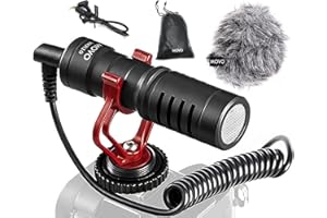 Movo VXR10 Universal Videomikrofon mit Vibrationsdämpfer Stoßdämpfer Schockhalterung, Tragetasche, für iPhone, Android Smartphones, Canon EOS, Nikon DSLR- perfektes Kameramikrofon, Richtrohrmikrofon