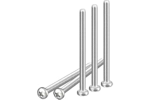 DTGN M4x50mm Pan Head Machine Screws, 10Pcs 304 Stainless Steel, Phillips Drive, Metric Coarse Full Thread, Bright Finish, Screws Bolts Kit