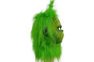 LEPYCOS Disfraz de Grinch con piel peluda verde para Navidad, cosplay, fiesta, accesorios de látex, máscara 1