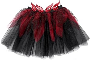 Flovel Falda Tutú de Halloween para Mujer, Falda de Tul en Capas, Falda de Tul con Llamas, Fiesta Rave, Disfraz de Halloween para Mujeres y Niñas