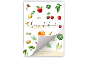 VP-DSGN Saisonkalender für Obst und Gemüse - zeitlos - Din A4 hochwertiger Bilderdruck - Küchendekoration - nachhaltig regional und saisonal einkaufen