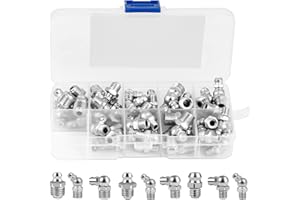 Teklemon Engrasador, Engrase Surtido 60 Piezas, Kit de Boquillas de Engrase, Racores de Boquilla de Engrase, Surtido de Rácores de Engrase, Surtido de Engrasadores 45°90° 180° M6 M8 M10