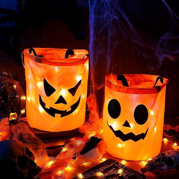 Cesto De Halloween Con Calabazas - Cubo Para Truco O Trato, 30x15 Cm, Decoración Festiva Para Niños Y Fiestas