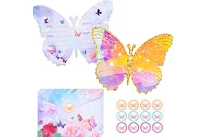 Dereine Invito Farfalla, 36pcs Invito Compleanno Farfalla, Biglietti di Invito Farfalla, Inviti Compleanno Bambina, Inviti Compleanno Bambina Farfalla con Busta e Adesivo Sigillo