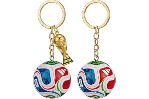 ZSYIULIA World Cup Football Keyring with Trophy Charm - 3D Soccer Keychain Football Party Favours Backpacks Key Ring, Sports 