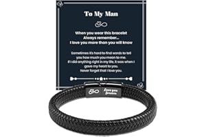 MANVEN Gifts for Men Son Dad New Dad Brother Graduation-Leather Bracelet for Father's Day Valentines Day Christmas Birthday Graduation for Him Mens Jewellery