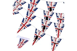 HJYODY VE Day 80th Anniversary Flag Bunting, 10M 30PCS VE Day Bunting 2025, for Remembrance Day Indoor Outdoor Garden Street Party Decorations