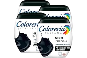 GREY 4x Coloreria Italiana Colorante per Tessuti in Lavatrice Colore Nero Intenso Formula Tutto in Uno - 4 Confezioni Monodose