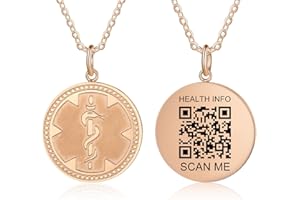 Theluckytag Medical Alert Necklace for Men Women Kids - 19'' Medical Necklace Engraved QR Code Medical ID Necklace - More Space Custom Online Emergency Medical Info