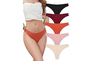 VOENXE Tangas Mujer Pack,Sin Costuras Bragas Mujer,Invisible Braguitas LenceríA BrasileñAs,Microfibra Ropa Interior,Women Underwear Seamless,Deportivos Thong CóModos Sexy Laser Panties,Paquete De 5