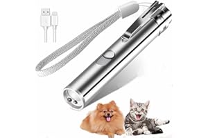 CLEYCYE Cat Interactive Toy Dog Cat Catch Exercise Chaser Toy Pet Scratching Training Tool,Rechargeable 3 in 1 Kitten Cat Toys LED Pointer