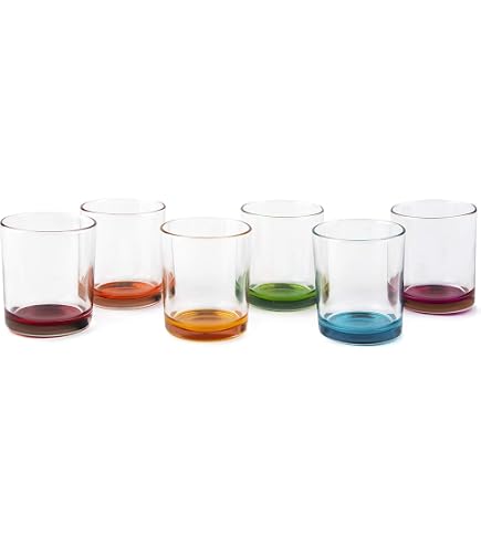 Juego De 6 Vasos De Agua Excelsa Country Flower | Cristal De Color Pasta | 300 Ml | Colores Variados | Apto Lavavajillas