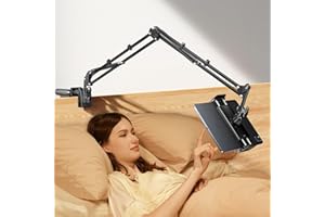TRYONE Tablet Holder Stand for Bed, 360° Flexible &Adjustable Mount Clamp Desk for iPad, for Kindle, for Samsung, Swith All 4.7-16.1" Screen Devices