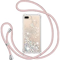 TUUTPU Handyhülle Mit Band Für IPhone 15 6,1 Zoll – Glitzer Treibsand Design, Transparent & Stoßfest