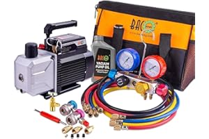 BACOENG Vakuumpumpe Klimaanlage Set für HVAC/AUTO AC Kältemittelaufladung, 4 Wege Klimaanlage Befüllen Manifold Gauge Set Ideal für R134A R410A R32