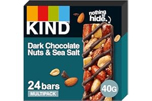 KIND Bars, Gluten Free Snack Bars, Dark Chocolate Nuts & Sea Salt, High Fibre, Healthy Snack, No Artificial Colours, Flavours or Preservatives, Multipack 24 x 40g