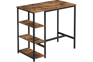 VASAGLE Escritorio informático, Escritorio con Almacenamiento, Mesa Alta, Marco de Acero, estación de Trabajo, 109 x 60 x 100 cm, Montaje fácil, Estilo Industrial, marrón rústico y Negro LBT11X