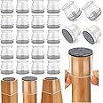 vysane Chair Leg Floor Protectors, Silicone Felt Furniture Leg Pads Caps Covers for Hardwood Floors Clear (Small(Fit 0.9"-1.29"), 16)