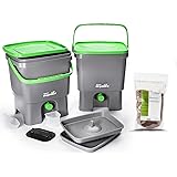 Bokashi Eimer Küchenkomposter Starterset 2 Stück Grau/Grün inkl. 1 Kg Bokashi Ferment und Anleitung