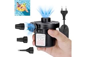 JIZZU Pompe à Air Électrique 2 en 1, Gonfleur Matelas Gonflable avec 3 Buses d'air, Pompe Matelas Gonflable 240V/50W pour Matelas Pneumatique, Pataugeoire, Anneau de Natation