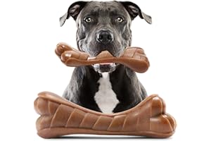 Devolamn Dog Toys, Indestructible Dog Chew Toys for Aggressive Chewers, Durable Tough Interactive Nylon Real Beef Flavor Outdoor Anxiety Relief Extreme Teething Bone Chew Toys for Large Medium Dogs