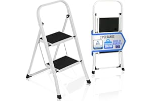 PAULAND CO PAULAND Escalera Plegable 2 Peldaños con Estructura de Acero y Peldaño Antideslizante Taburete Portátil de Tijera Escaleras Plegables Domésticas - Step Ladder para Hogar, Oficina y Cocina