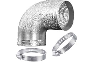 QISF 153mmx3M Aluminium Foil Flexible Ducting,Air Duct Flexible Hose with 2 Clamps for Tumble Drier, Cooker Hood, Extractor Fan, Hydroponics Grow Room,Bathroom Extraction Fan