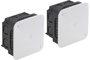 Meister derivación, 150 x 150 x 65 mm, 2 Unidades, 14 pasacables con Tapa, Secos, empotrada, Caja de distribución para Montaje Interior, 7461140, Blanco, Negro