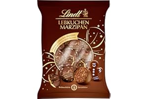 ‎LINDT Lindt Schokolade | Lebkuchen Marzipan Kugeln Beutel | 100g | edle Pralinen gefüllt mit feiner Marzipancreme & würzigem Lebkuchen | edle Schokolade zur Weihnachtszeit