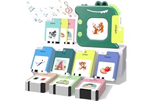 AHJ 420 Cartes Éducatives Parlantes, Jeu de Cartes Flash Montessori Français, Jeux Educatif Pédagogique avec Sons pour Jouet Enfants 3-6 Ans, pour Apprentissage Préscolaire 10 FR Chansons