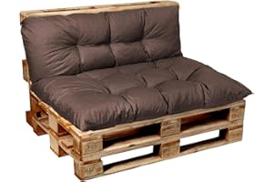 Garden Factory Palettenkissen Palettenauflagen Palettenpolster Sitzkissen, Rückenlehne oder Set, Gesteppt (Set (Sitzkissen 120x60 + Rückenlehne 120x50), Braun)