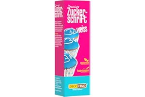 ‎DECOCINO Decocino Zuckerschrift in Weiß Lebensmittelfarben-Schrift praktische Tube zur Beschriftung von Fondant & Glasuren Back-Deko für Torten, Kuchen & Cup-Cakes!