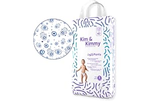 Kim & Kimmy Eco Nappy Pants Size 5 (12-17 kg) 42 Disposable Nappy Pants - 12 Hour Leak Protection, No Rashes, Hypoallergenic, Ultra-Soft & Highly Absorbent - Good Vibes
