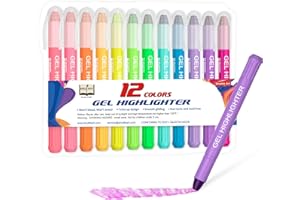 Shuttle Art Surligneur Bible, Lot de 12 Couleurs Surligneurs Gel Fluos, Pas de Saignement, Surligneurs pour Bible Parfait pour Journal, Surlignage, Soulignage, Etudes à l’Ecole, au Travail