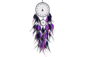 Donko Black and Purple Dream Catcher Wall Decor Feather Dream Catchers with Pendant Handmade Dreamcatcher Wall Hanging Ornament for Bedroom Living Room Home Decor