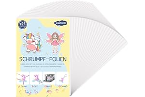 LUZOON 25 Fogli Plastica Termoretraibile A4 di Plastica Termoretraibile Traslucido Piena Trasparenza Carta Termoretraibile Spessore 0,3 mm, dimensioni 20 x 29 cm (25 Pezzi-A4)