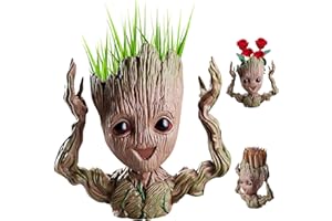 MaibaoteMbt Groot Flower Pot, Decoración del Groot Acuario, Groot Maceta para Suculentas, Groot Maceta con Orificio de Drenaje, Baby Groot Maceta, para Deco del Acuario/Decoración de Escritorio (M2)